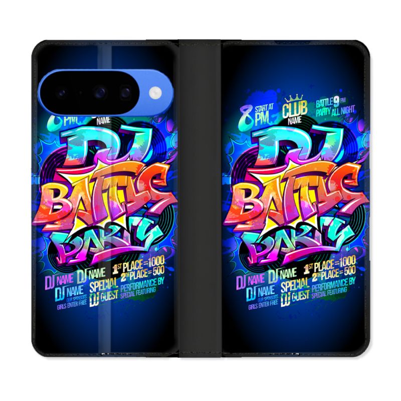 Housse cuir portefeuille Pour Google Pixel 10 Street Art Rap