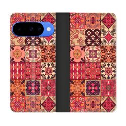 Housse cuir portefeuille Pour Google Pixel 10 Texture Carreau Ciment Rouge