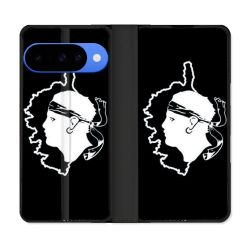 Housse cuir portefeuille Pour Google Pixel 10 Voyage Corse Noir