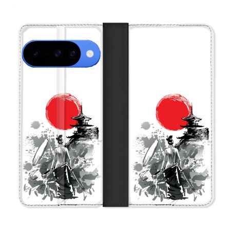Housse cuir portefeuille Pour Google Pixel 10 Voyage Japon Femme