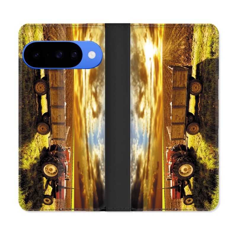 Housse cuir portefeuille Pour Google Pixel 10 Pro Agriculture Tracteur Color