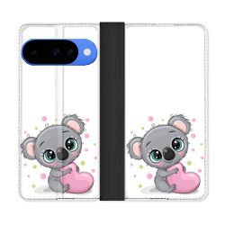Housse cuir portefeuille Pour Google Pixel 10 Pro Animal Koala Cœur