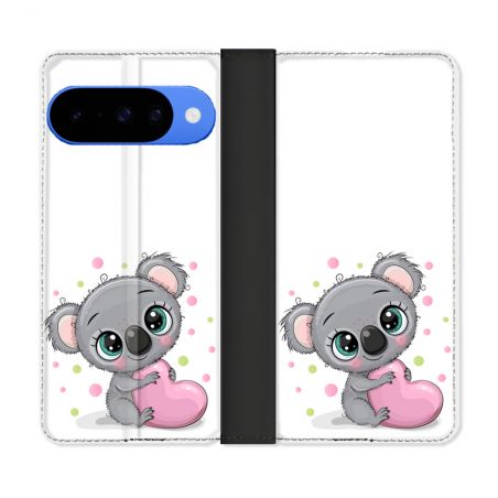 Housse cuir portefeuille Pour Google Pixel 10 Pro Animal Koala Cœur