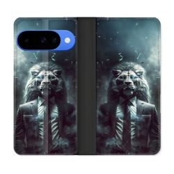Housse cuir portefeuille Pour Google Pixel 10 Pro Animal Lion Business