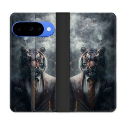 Housse cuir portefeuille Pour Google Pixel 10 Pro Animal Tigre Business