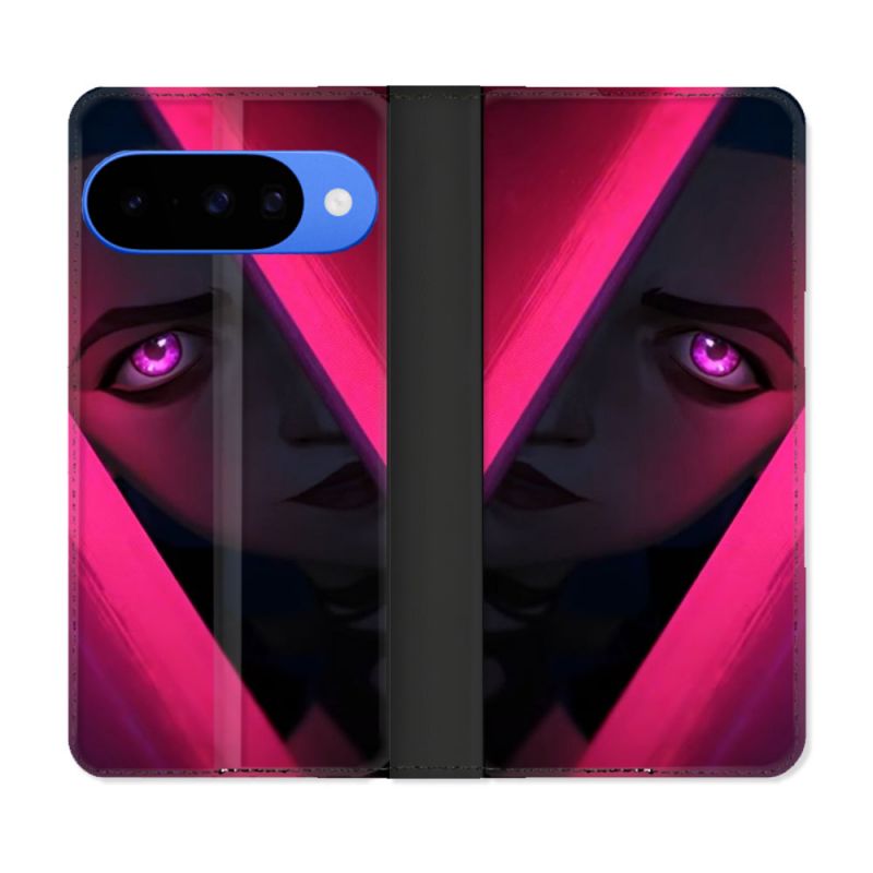 Housse cuir portefeuille Pour Google Pixel 10 Pro Arcane Jinx Rose