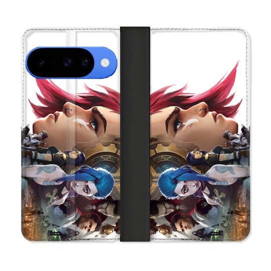 Housse cuir portefeuille Pour Google Pixel 10 Pro Arcane Jinx Sœur
