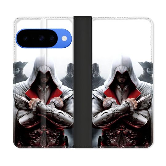 Housse cuir portefeuille Pour Google Pixel 10 Pro Assassin Creed Mask
