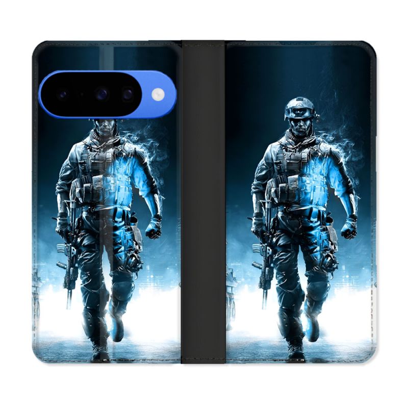 Housse cuir portefeuille Pour Google Pixel 10 Pro Call Of Duty Guerrier