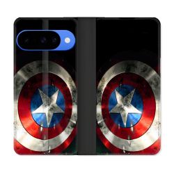 Housse cuir portefeuille Pour Google Pixel 10 Pro Captain America Bouclier
