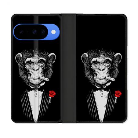 Housse cuir portefeuille Pour Google Pixel 10 Pro Decale Singe Mafia