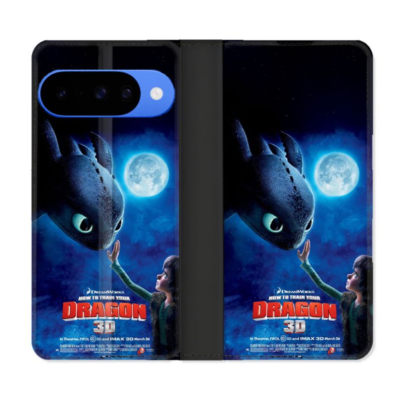 Housse cuir portefeuille Pour Google Pixel 10 Pro Dragons Affiche