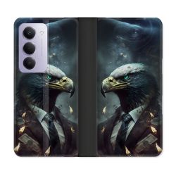 Housse cuir portefeuille Pour Xiaomi Redmi 15 4G Animal Aigle Business