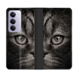 Housse cuir portefeuille Pour Xiaomi Redmi 15 4G Animal Chat Gris