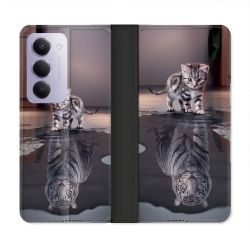 Housse cuir portefeuille Pour Xiaomi Redmi 15 4G Animal Chat Reflet