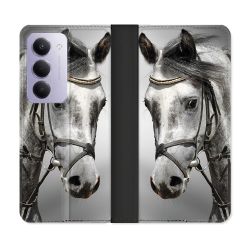 Housse cuir portefeuille Pour Xiaomi Redmi 15 4G Animal Cheval Blanc