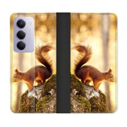 Housse cuir portefeuille Pour Xiaomi Redmi 15 4G Animal Ecureuil Bois