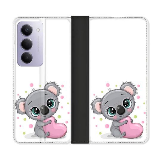 Housse cuir portefeuille Pour Xiaomi Redmi 15 4G Animal Koala Cœur