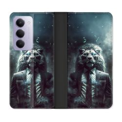 Housse cuir portefeuille Pour Xiaomi Redmi 15 4G Animal Lion Business