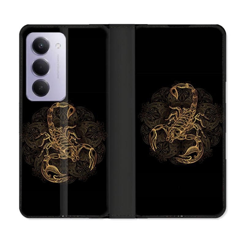 Housse cuir portefeuille Pour Xiaomi Redmi 15 4G Animal Scorpion Fresque
