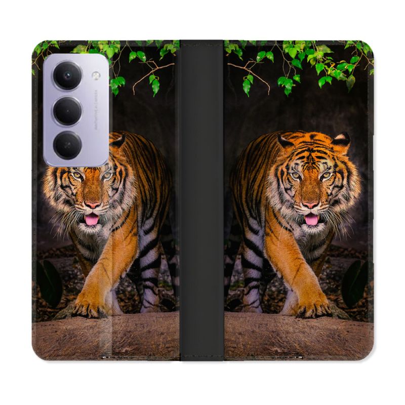 Housse cuir portefeuille Pour Xiaomi Redmi 15 4G Animal Tigre Jungle