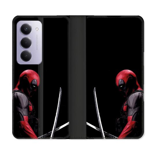 Housse cuir portefeuille Pour Xiaomi Redmi 15 4G Deadpool Epee