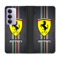Housse cuir portefeuille Pour Xiaomi Redmi 15 4G Ferrari Carbone