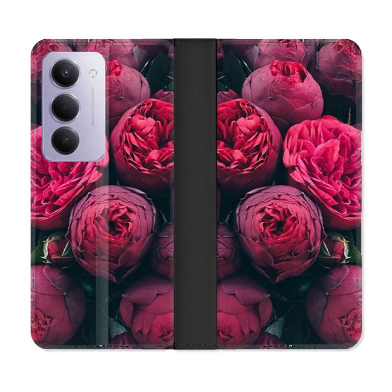 Housse cuir portefeuille Pour Xiaomi Redmi 15 4G Fleur Pivoine