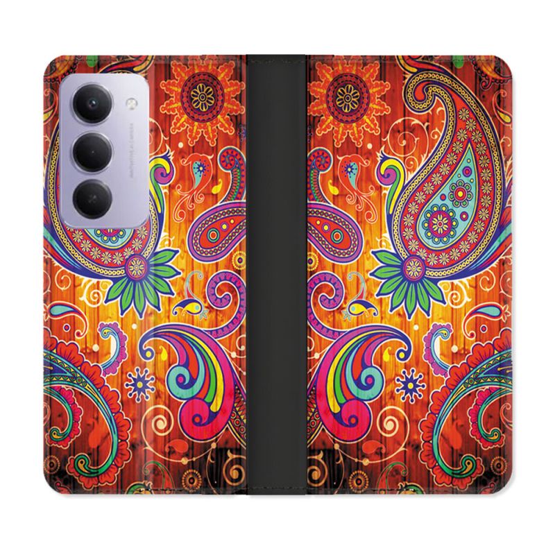 Housse cuir portefeuille Pour Xiaomi Redmi 15 4G Fleur Psychedelic