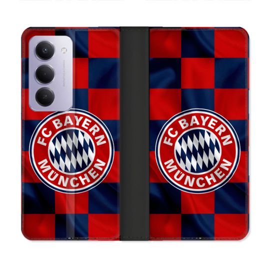 Housse cuir portefeuille Pour Xiaomi Redmi 15 4G Foot Bayern Munich Carreaux