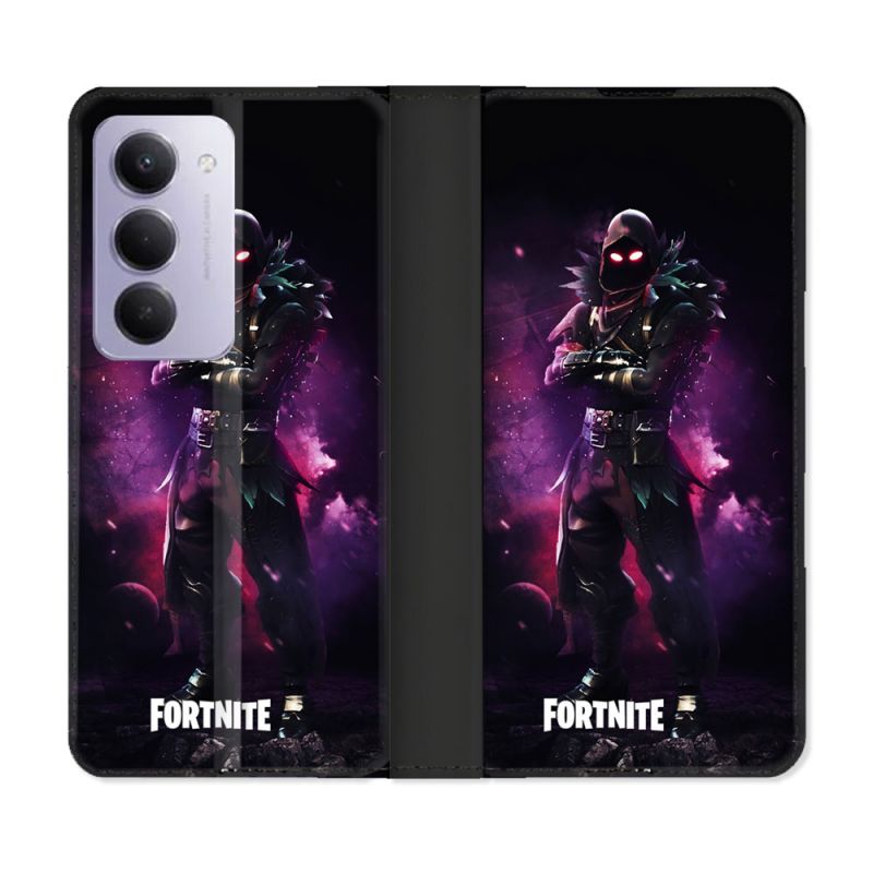 Housse cuir portefeuille Pour Xiaomi Redmi 15 4G Fortnite Raven