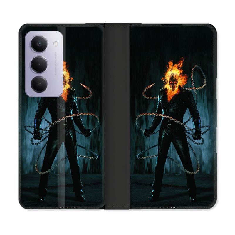 Housse cuir portefeuille Pour Xiaomi Redmi 15 4G Ghost Rider