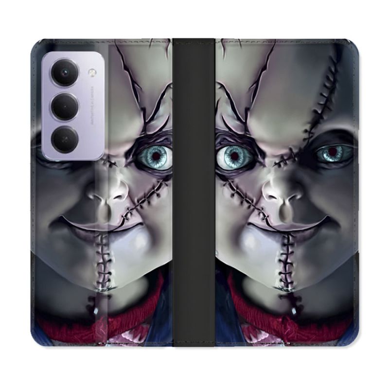 Housse cuir portefeuille Pour Xiaomi Redmi 15 4G Horreur Chucky Cicatrice