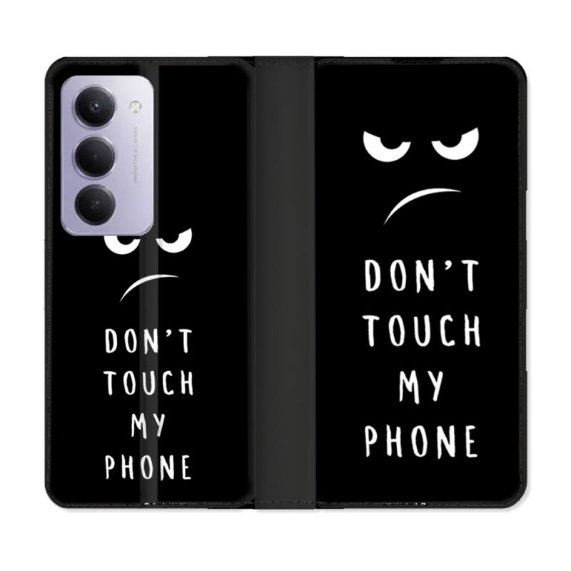 Housse cuir portefeuille Pour Xiaomi Redmi 15 4G Humour Don't Touch