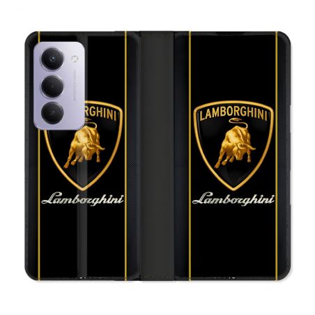 Housse cuir portefeuille Pour Xiaomi Redmi 15 4G Lamborghini Carbone