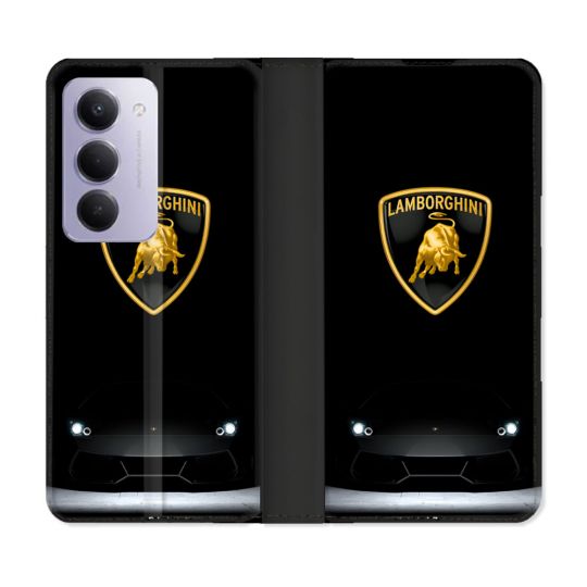 Housse cuir portefeuille Pour Xiaomi Redmi 15 4G Lamborghini Noir