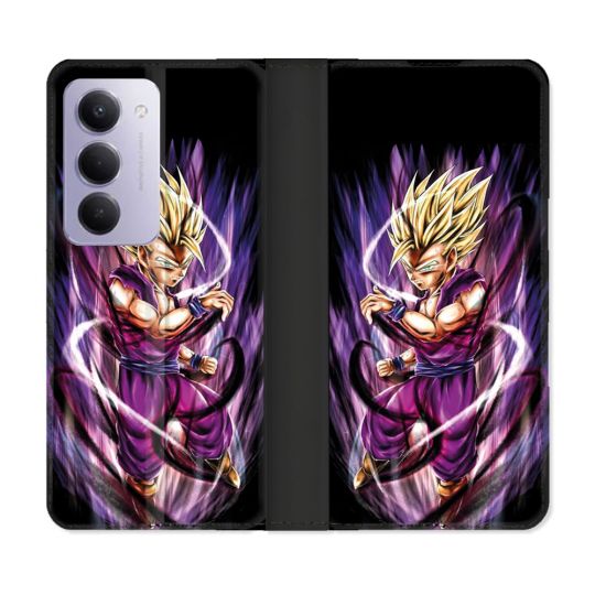 Housse cuir portefeuille Pour Xiaomi Redmi 15 4G Manga Dragon Ball Sangohan Violet