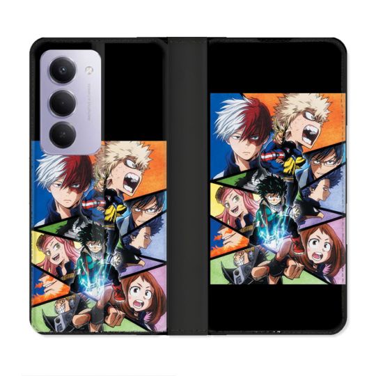 Housse cuir portefeuille Pour Xiaomi Redmi 15 4G Manga My Hero Academia Noir