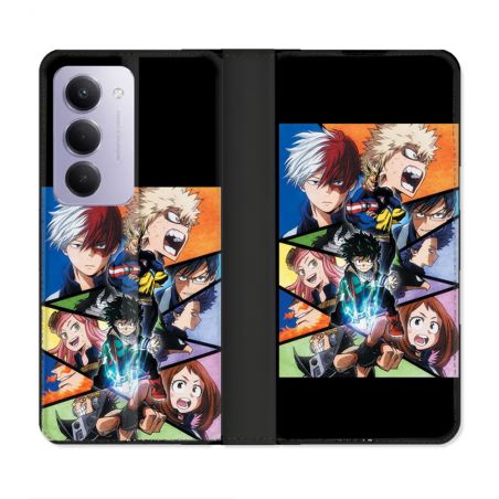 Housse cuir portefeuille Pour Xiaomi Redmi 15 4G Manga My Hero Academia Noir