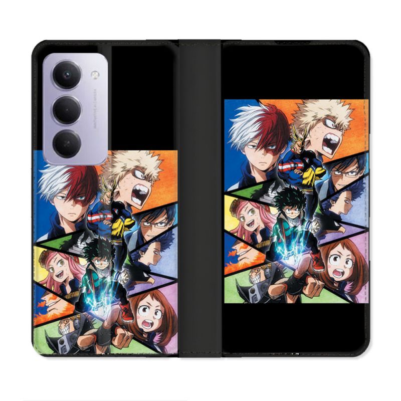Housse cuir portefeuille Pour Xiaomi Redmi 15 4G Manga My Hero Academia Noir