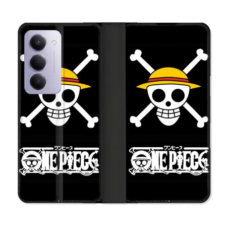 Housse cuir portefeuille Pour Xiaomi Redmi 15 4G Manga One Piece Tete de Mort
