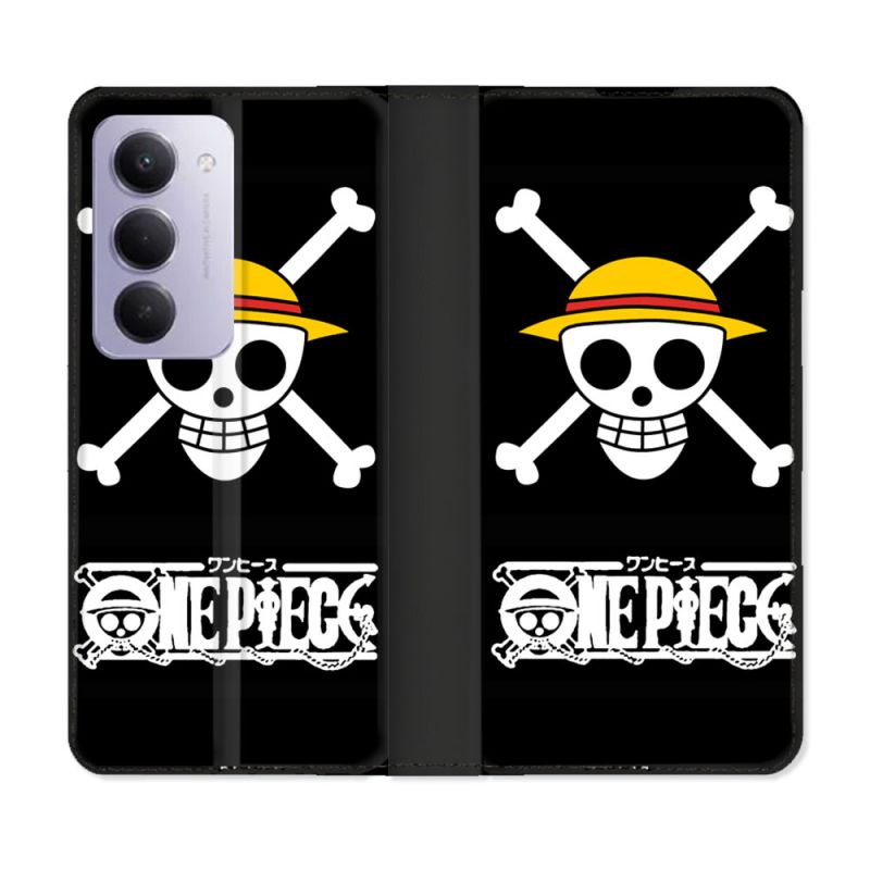 Housse cuir portefeuille Pour Xiaomi Redmi 15 4G Manga One Piece Tete de Mort
