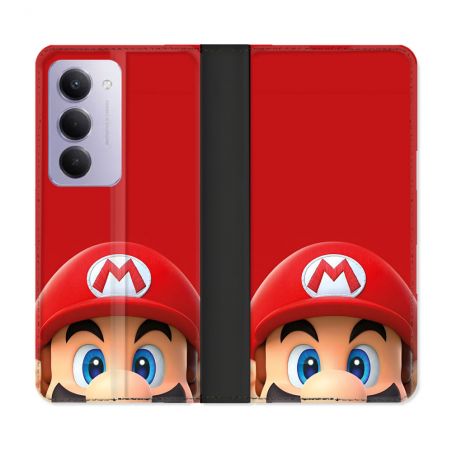 Housse cuir portefeuille Pour Xiaomi Redmi 15 4G Mario Rouge