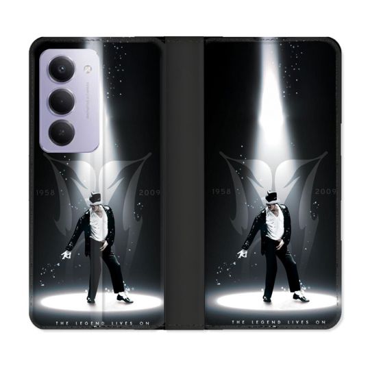 Housse cuir portefeuille Pour Xiaomi Redmi 15 4G Michael Jackson Noir