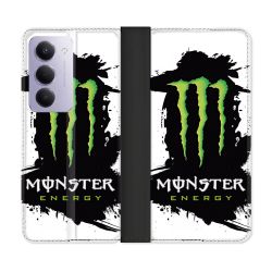 Housse cuir portefeuille Pour Xiaomi Redmi 15 4G Monster Energy Tache