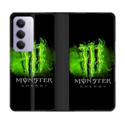 Housse cuir portefeuille Pour Xiaomi Redmi 15 4G Monster Energy Vert