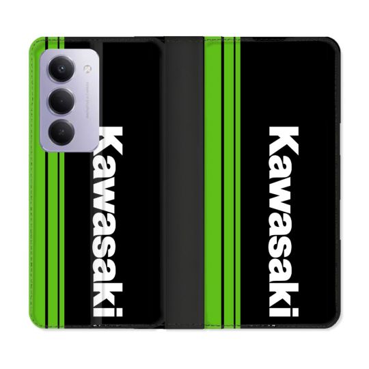 Housse cuir portefeuille Pour Xiaomi Redmi 15 4G Moto Kawasaki