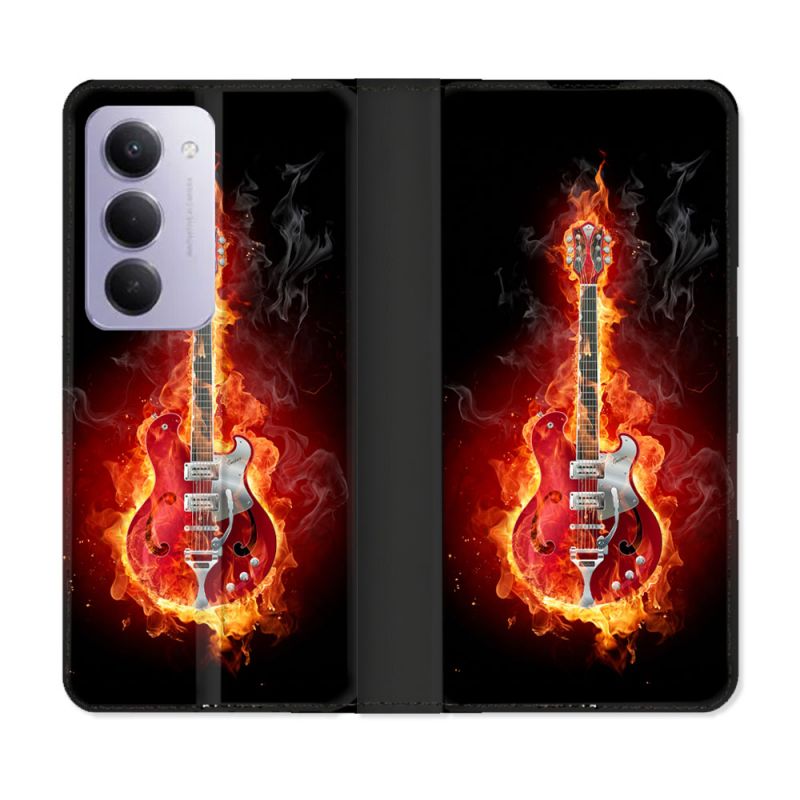 Housse cuir portefeuille Pour Xiaomi Redmi 15 4G Musique Guitare Electrique