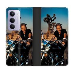 Housse cuir portefeuille Pour Xiaomi Redmi 15 4G Musique Johnny Hallyday Moto