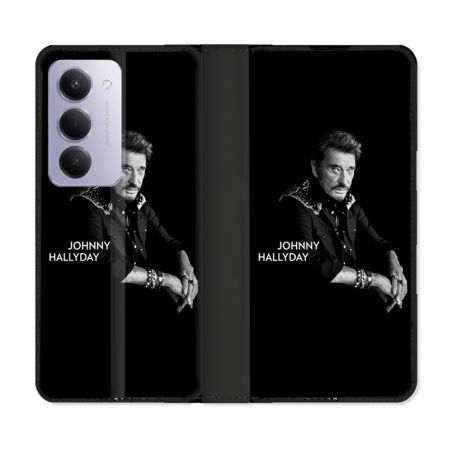 Housse cuir portefeuille Pour Xiaomi Redmi 15 4G Musique Johnny Hallyday Noir